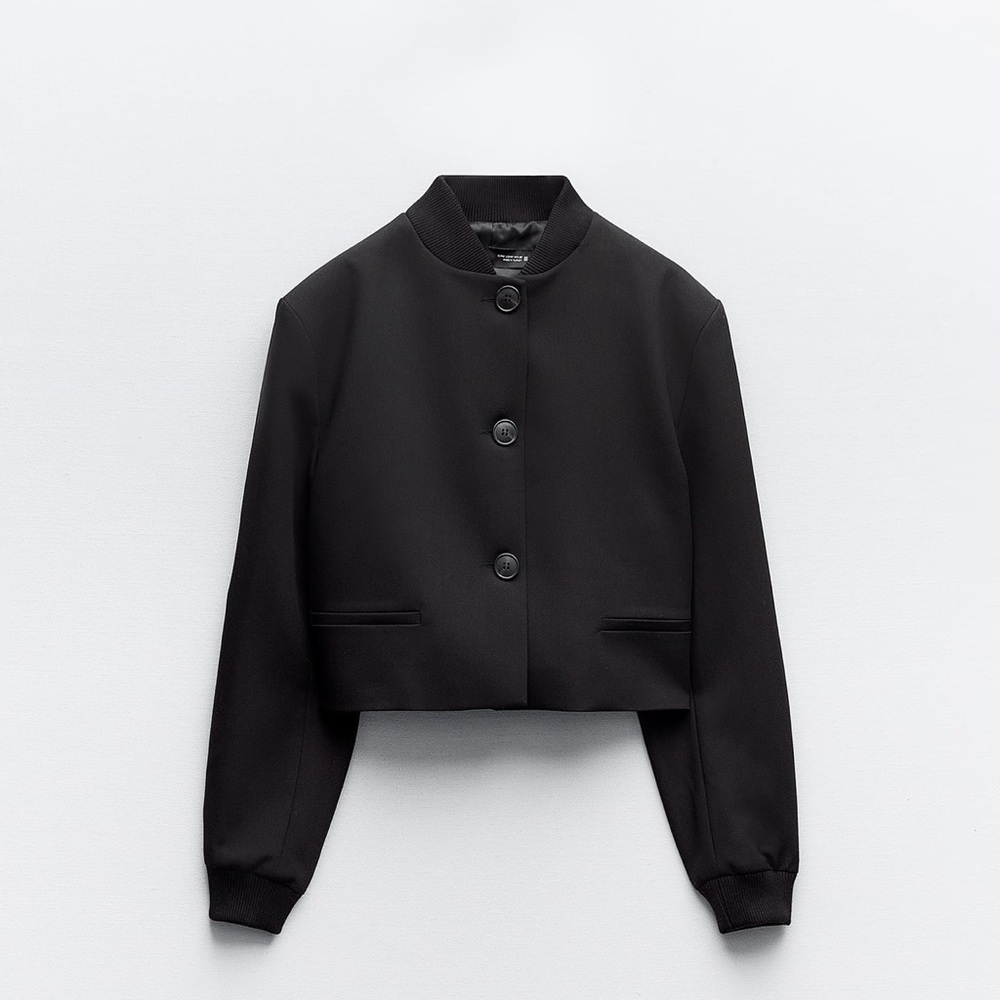 Zara rib collar cropped blazer style bomber jacket